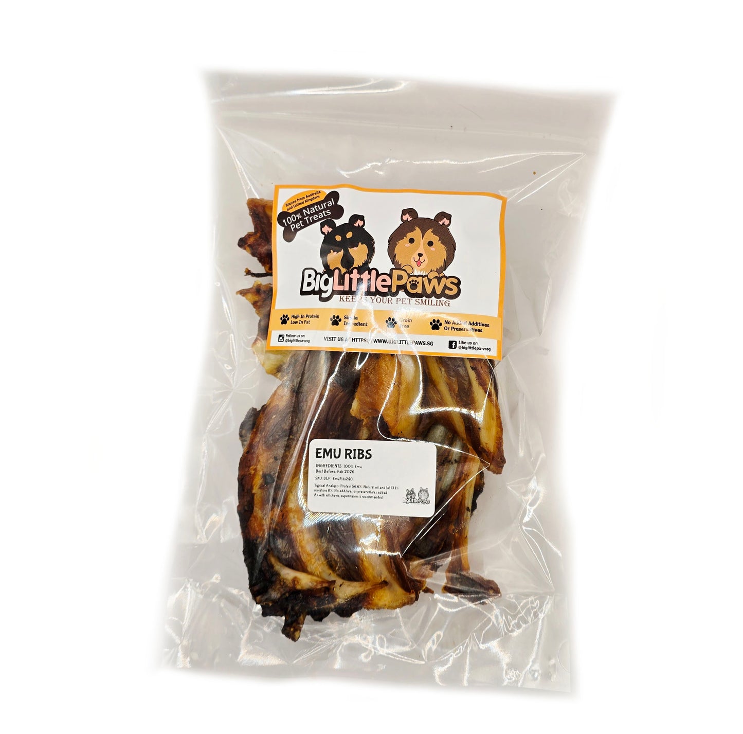 Emu Ribs (Big Little Paws Singapore Dog Chews)