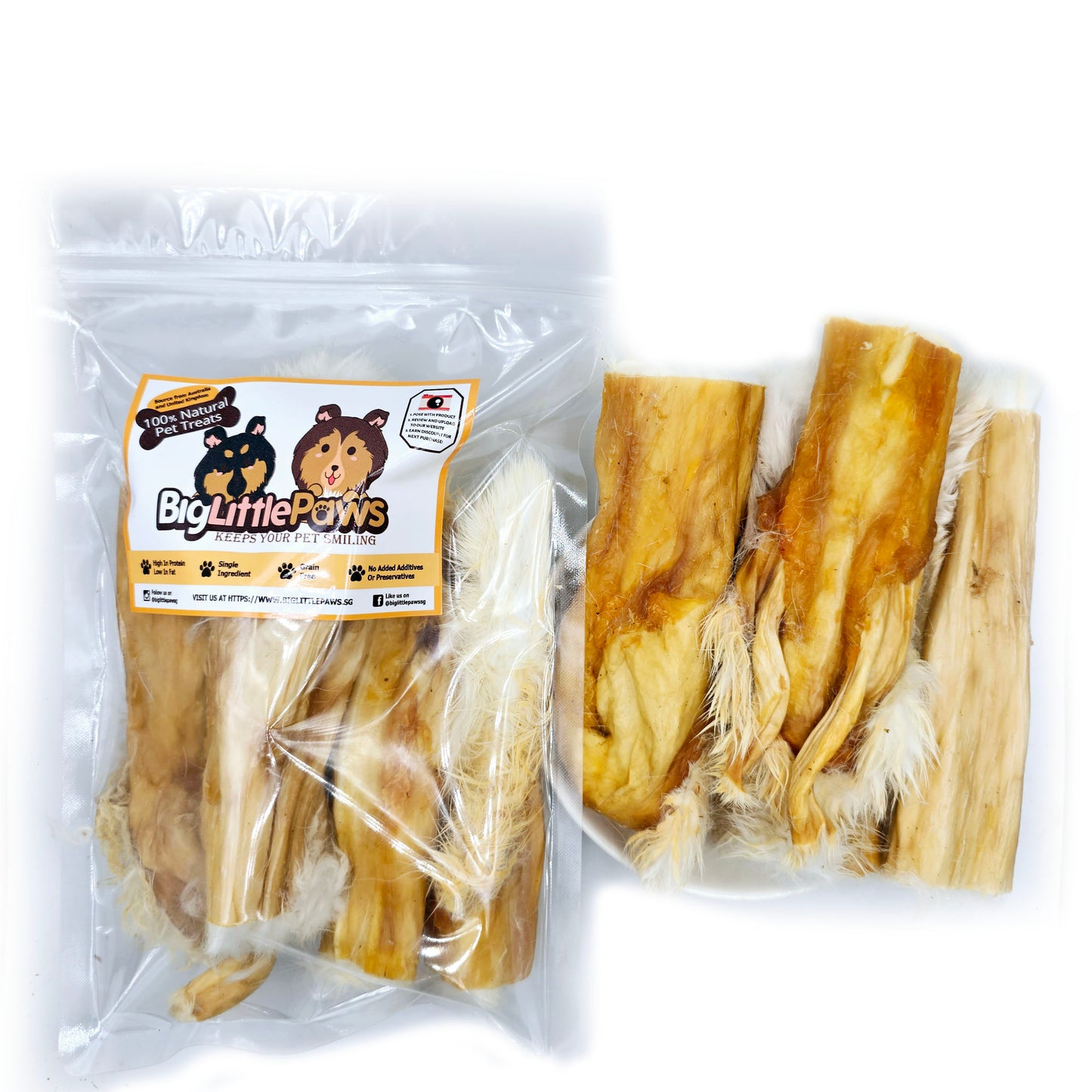 Hairy Rabbit Skins- Big Little Paws Singapore Dog Treats
