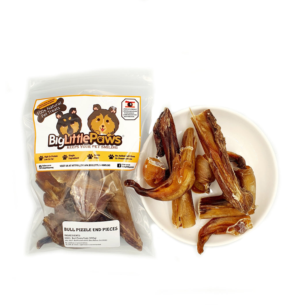 Dried Bull Pizzle End Pieces Dog Treats