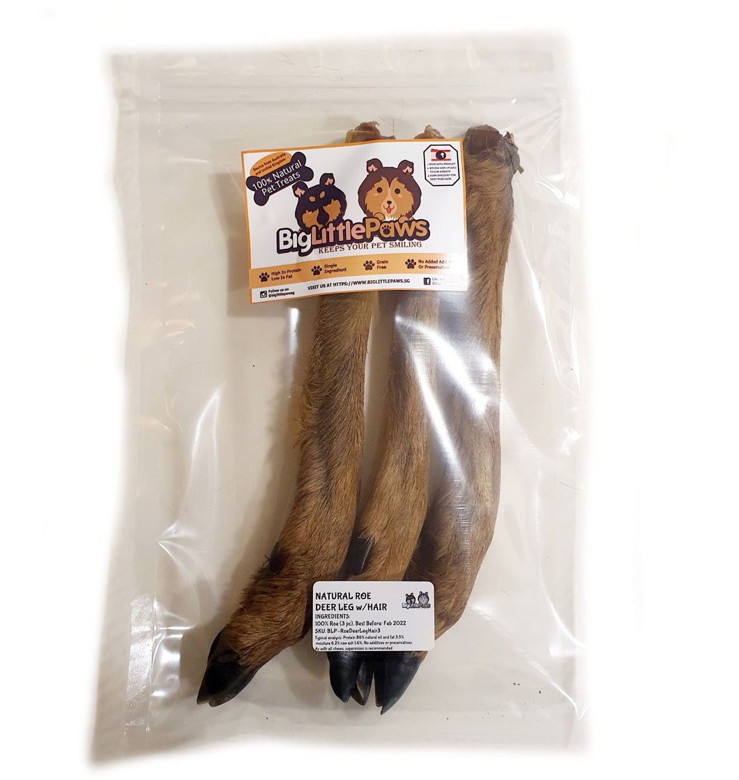 Natural Roe Deer Leg with Hair Dog Treats