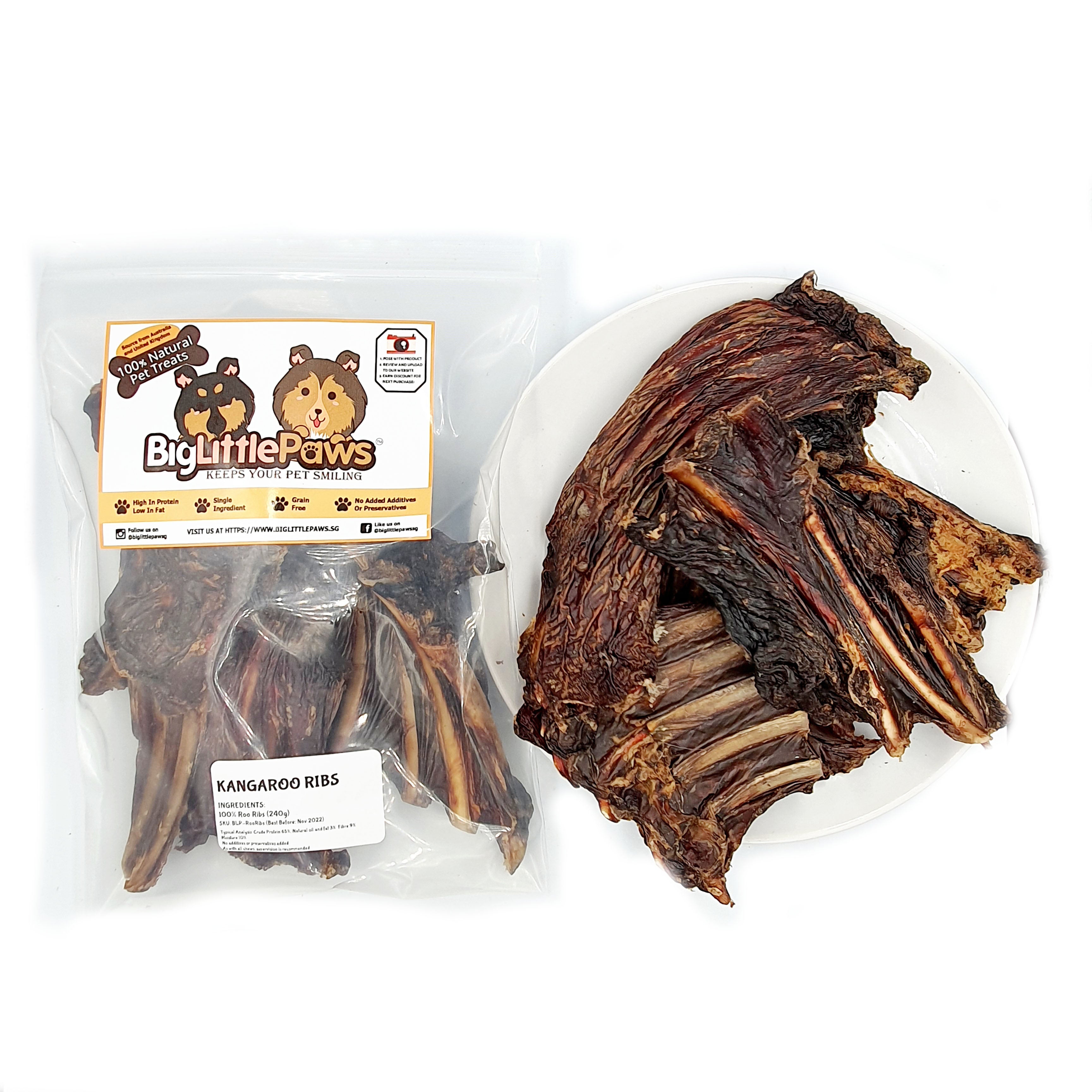 Kangaroo Ribs Dog Treats – Big Little Paws Singapore